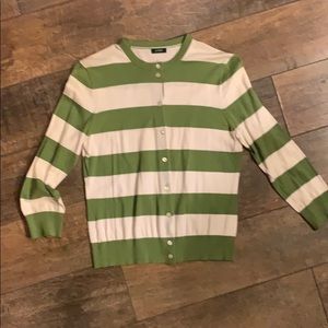 Green and white striped cardigan